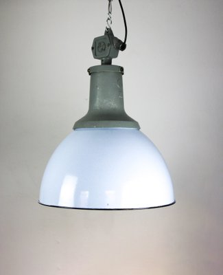 Vintage Light Blue Enamel Industrial Pendant Light from ELKO, 1960s-HGJ-738995