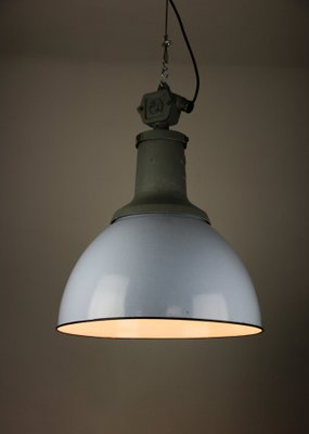 Vintage Light Blue Enamel Industrial Pendant Light from ELKO, 1960s-HGJ-738995