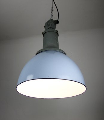 Vintage Light Blue Enamel Industrial Pendant Light from ELKO, 1960s-HGJ-738995