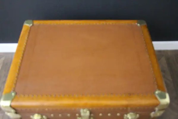 Vintage Light Brown Steamer Trunk, 1920s-YF-2023519