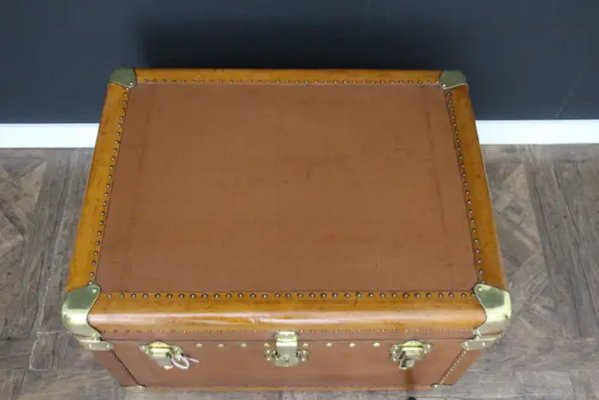 Vintage Light Brown Steamer Trunk, 1920s-YF-2023519