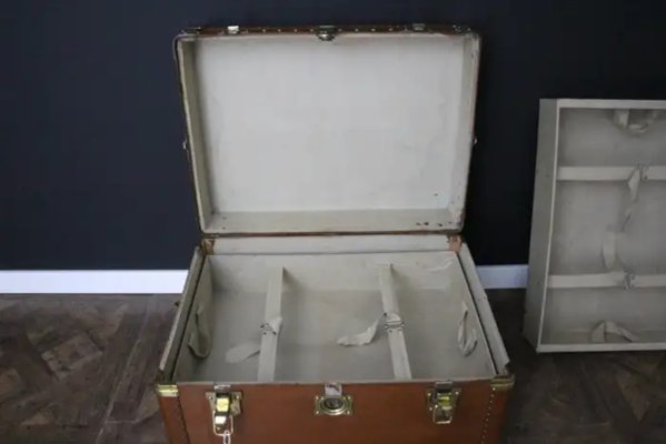 Vintage Light Brown Steamer Trunk, 1920s-YF-2023519