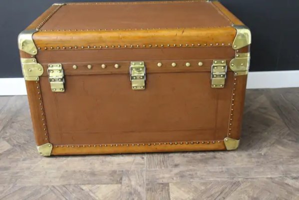 Vintage Light Brown Steamer Trunk, 1920s-YF-2023519