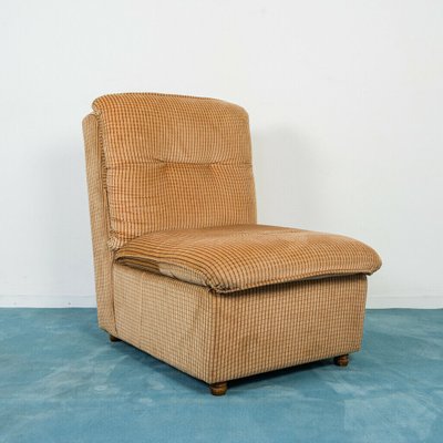 Vintage Light Brown Velvet Modular Lounge Chairs, 1970s, Set of 3-ZLY-844560