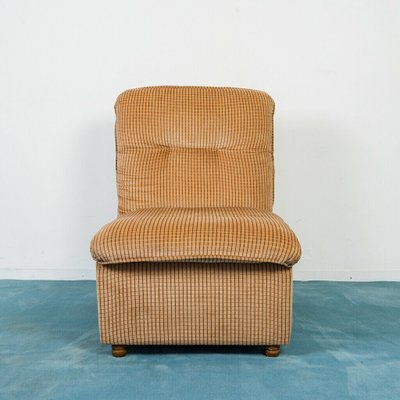 Vintage Light Brown Velvet Modular Lounge Chairs, 1970s, Set of 3-ZLY-844560