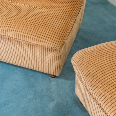 Vintage Light Brown Velvet Modular Lounge Chairs, 1970s, Set of 3-ZLY-844560