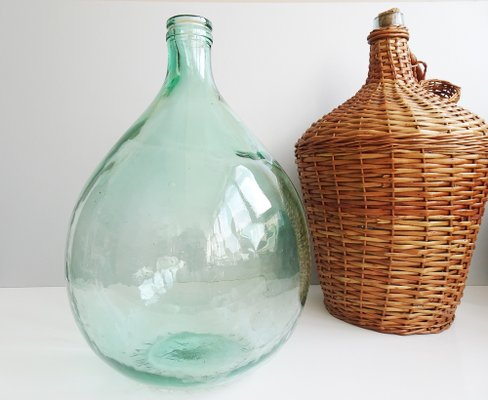 Vintage Light Green Glass Balloon Bottle, 1950s-POM-1383966