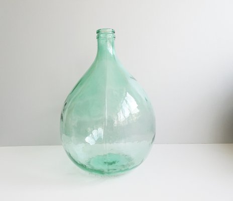 Vintage Light Green Glass Balloon Bottle, 1950s-POM-1383966