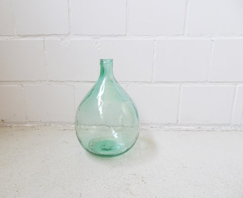 Vintage Light Green Glass Balloon Bottle, 1950s-POM-1383966