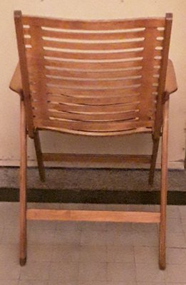 Vintage Light Plywood Folding Patio Chair, 1950s-HOI-869135