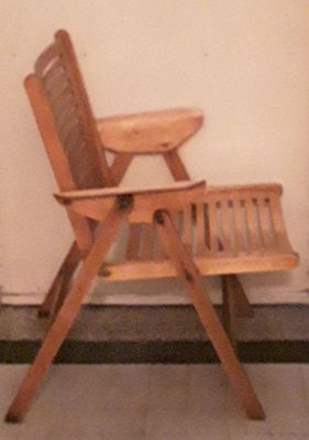 Vintage Light Plywood Folding Patio Chair, 1950s-HOI-869135