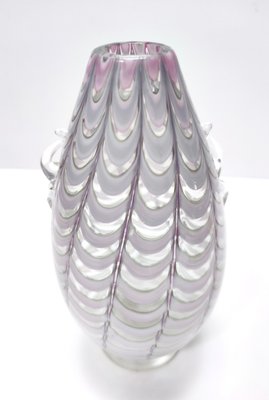 Vintage Lilac and Transparent Murano Glass Vase by Alberto Donà, 1940s-JPQ-2032352