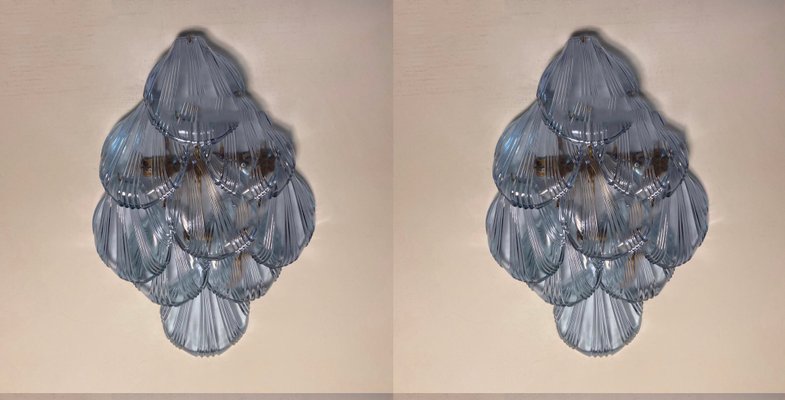 VIntage Lilac Glass Shell Sconces, 1970s, Set of 2-JJC-684172