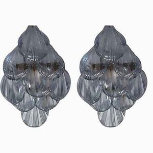 VIntage Lilac Glass Shell Sconces, 1970s, Set of 2-JJC-684172