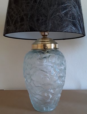 Vintage Linen Table Lamps with Press Glass Bodies, 1970s, Set of 2-HOI-1364567