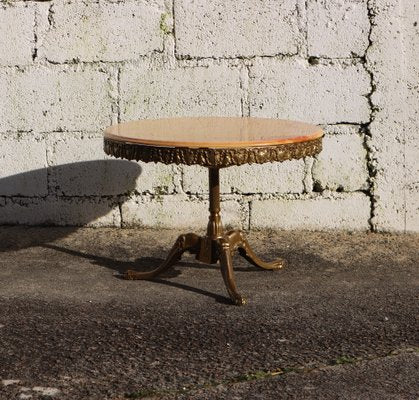 Vintage Louis XV French Round Marble & Brass Coffee Table, 1960s-BDK-1788027