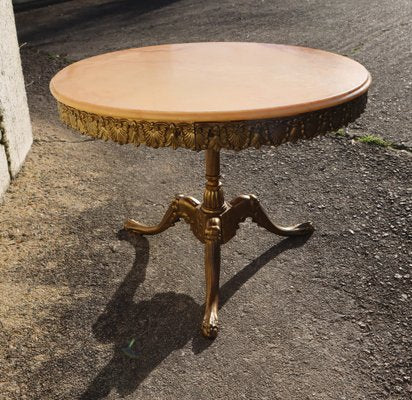 Vintage Louis XV French Round Marble & Brass Coffee Table, 1960s-BDK-1788027