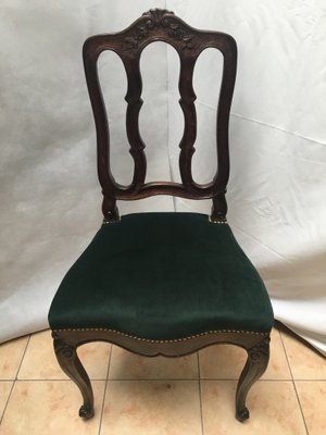 Vintage Louis XV Style Oak Dining Chairs, 1940s, Set of 4-WQQ-1030744