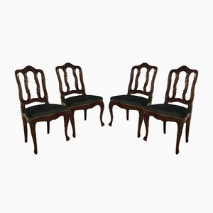 Vintage Louis XV Style Oak Dining Chairs, 1940s, Set of 4-WQQ-1030744