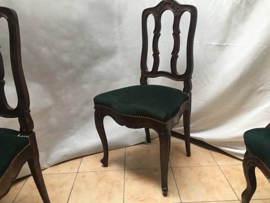 Vintage Louis XV Style Oak Dining Chairs, 1940s, Set of 6-WQQ-1020174