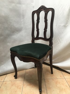 Vintage Louis XV Style Oak Dining Chairs, 1940s, Set of 6-WQQ-1020174