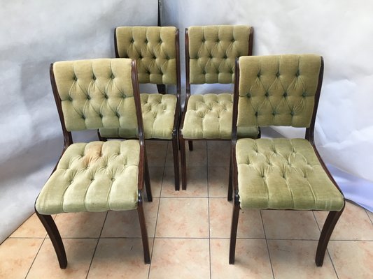 Vintage Mahogany Chesterfield Dining Chairs, Set of 4-WQQ-1030772