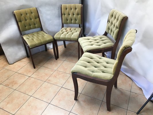 Vintage Mahogany Chesterfield Dining Chairs, Set of 4-WQQ-1030772