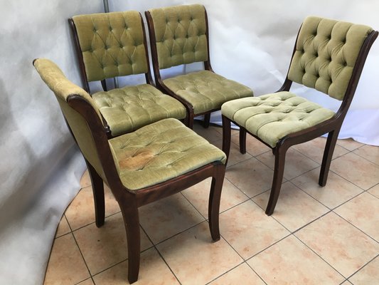 Vintage Mahogany Chesterfield Dining Chairs, Set of 4-WQQ-1030772