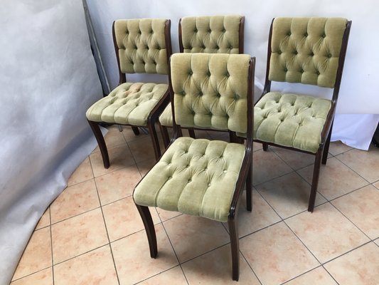 Vintage Mahogany Chesterfield Dining Chairs, Set of 4-WQQ-1030772