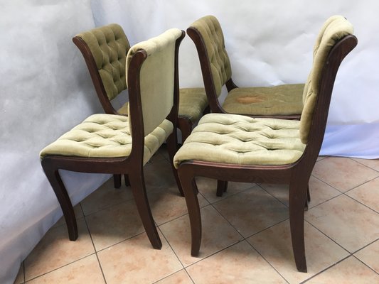 Vintage Mahogany Chesterfield Dining Chairs, Set of 4-WQQ-1030772