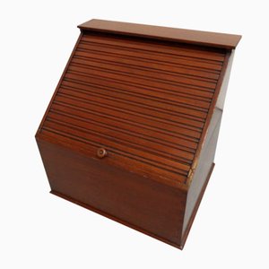 Vintage Mahogany Filing Cabinet With Roller Shutter-PNJ-1186557