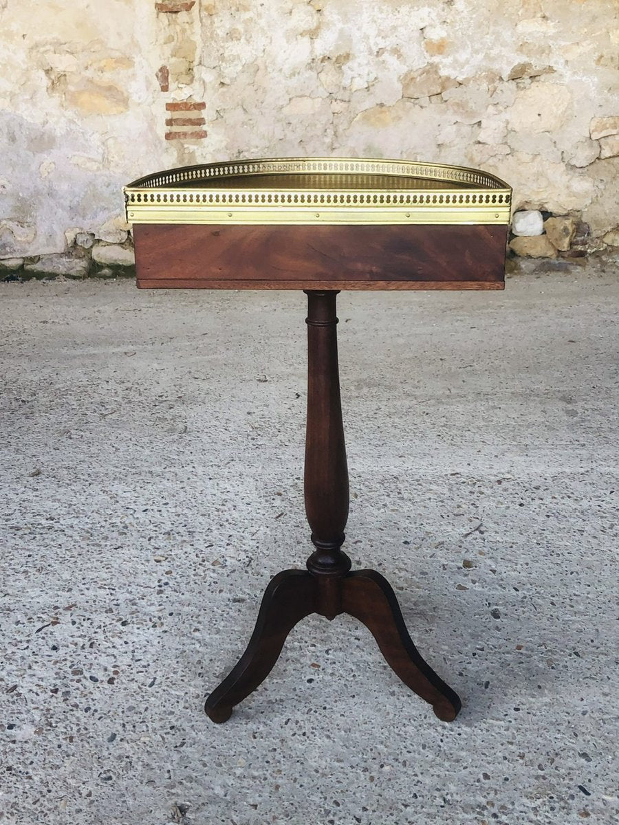 Vintage Mahogany Half-Moon Nightstand on Pedestal, 1950s