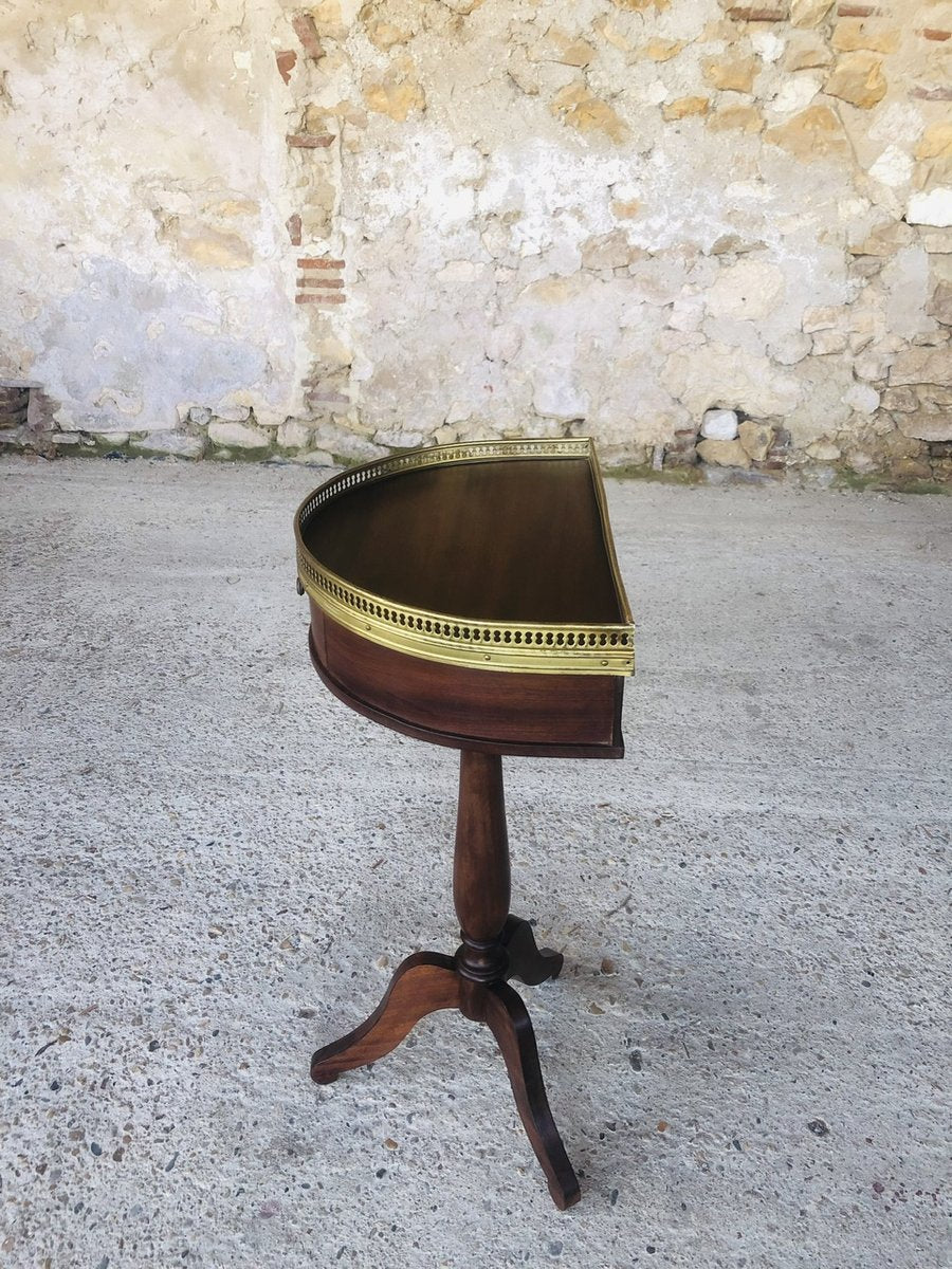 Vintage Mahogany Half-Moon Nightstand on Pedestal, 1950s