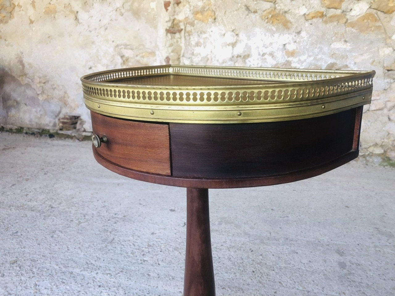 Vintage Mahogany Half-Moon Nightstand on Pedestal, 1950s