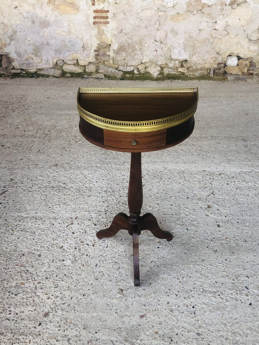 Vintage Mahogany Half-Moon Nightstand on Pedestal, 1950s