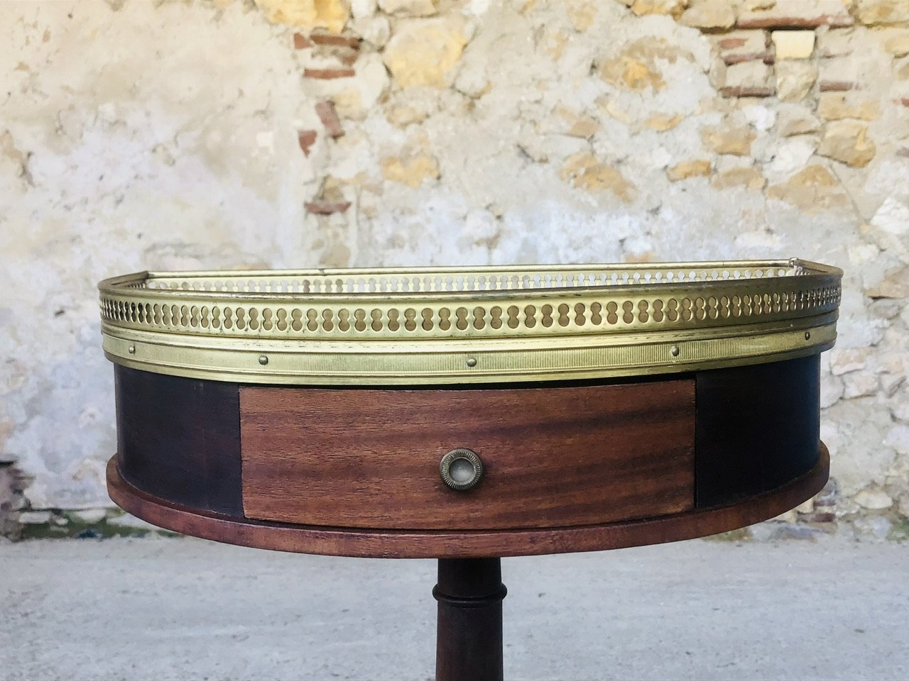 Vintage Mahogany Half-Moon Nightstand on Pedestal, 1950s