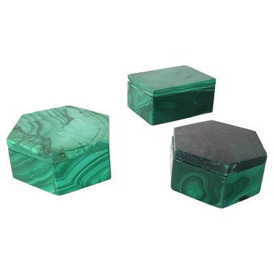 Vintage Malachite Miniature Boxes, Set of 2-FO-1314130