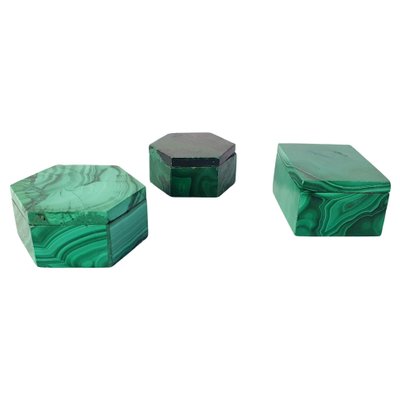 Vintage Malachite Miniature Boxes, Set of 2-FO-1314130