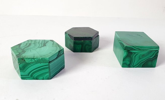 Vintage Malachite Miniature Boxes, Set of 2-FO-1314130