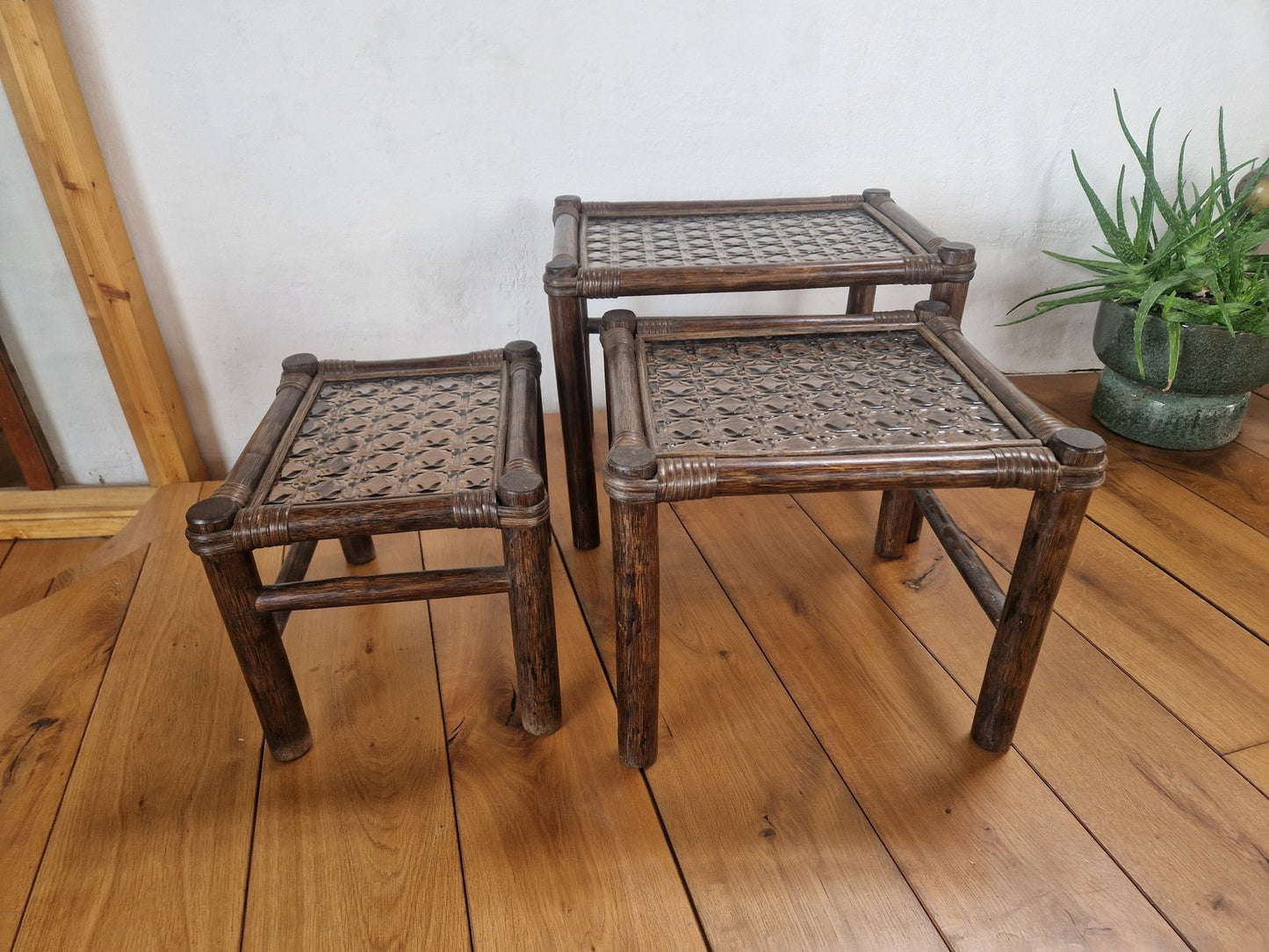 Vintage Manou Bamboo Nesting Tables, 1970s, Set of 3