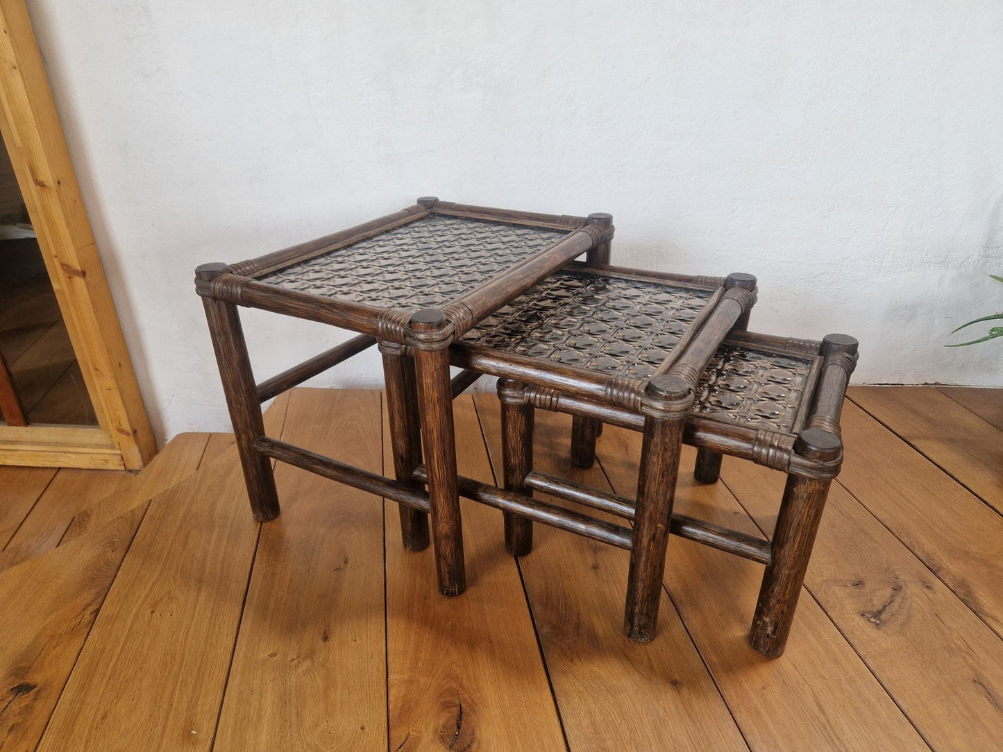 Vintage Manou Bamboo Nesting Tables, 1970s, Set of 3