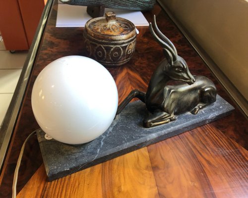 Vintage Marble Antelope Lamp, 1930s-TEP-1234521