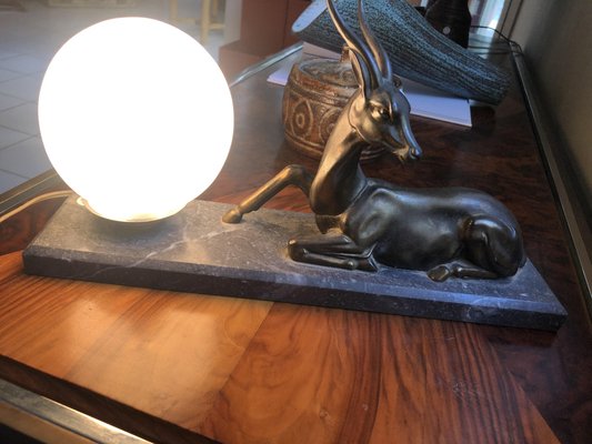 Vintage Marble Antelope Lamp, 1930s-TEP-1234521