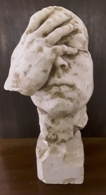 Vintage Marble Sculpture on Limestone Base, 1970s-HOI-996683