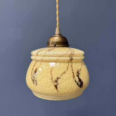 Vintage Marbled Yellow Glass Hanging Lamp-NPL-2028666