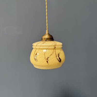 Vintage Marbled Yellow Glass Hanging Lamp-NPL-2028666