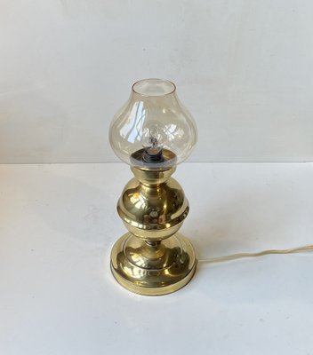 Vintage Maritime Table Lamp in Brass and Smoke Glass from Abo Randers, 1970s-LCR-1729645