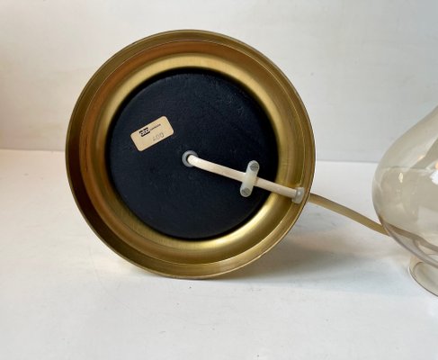 Vintage Maritime Table Lamp in Brass and Smoke Glass from Abo Randers, 1970s-LCR-1729645