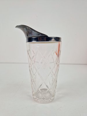 Vintage Martini Cocktail Mixer & Spoon in Crystal & Silver-Plating from Val Saint Lambert, 1960s, Set of 2-AXJ-2020522