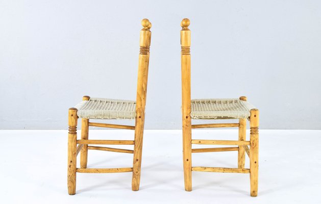 Vintage Mediterranean Chairs in Wood and Rope, 1920s, Set of 2-IJF-1789981